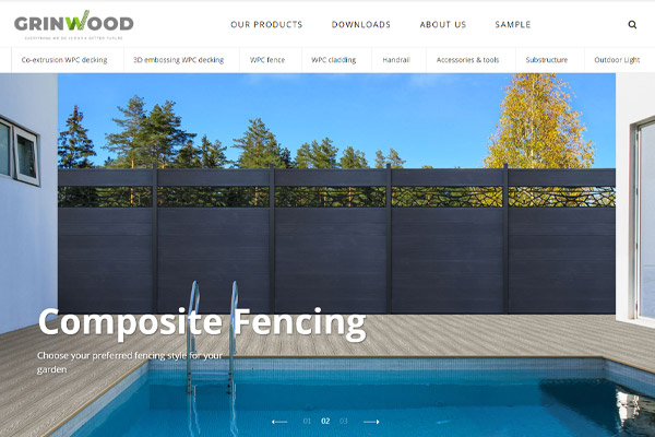 格林特木塑，Grinwood WPC Material Co.,Ltd.，外貿(mào)公司網(wǎng)站設(shè)計(jì)